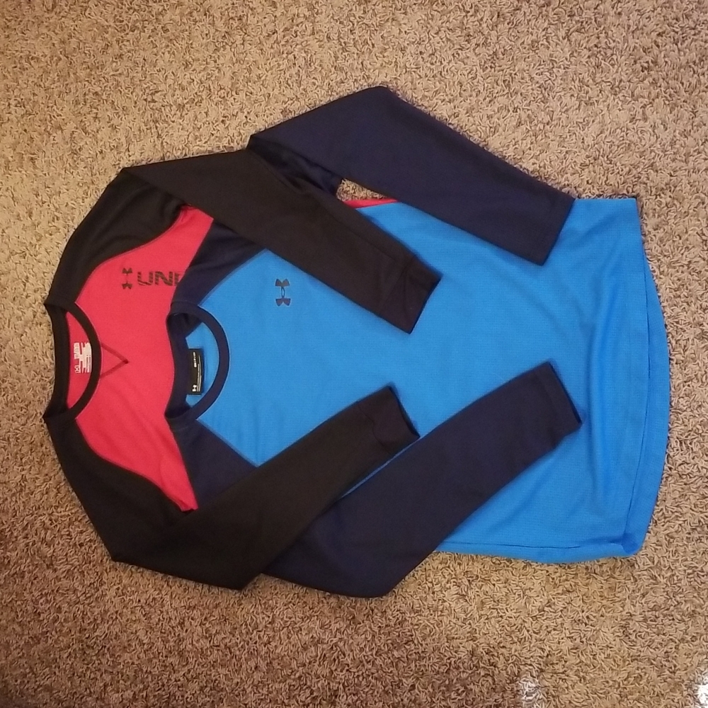 2 Under Armour Long-Sleeved Waffle Knit Shirts